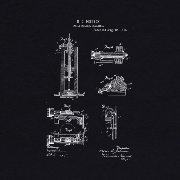 Drill Milling Machine Vintage Patent Hand Drawing by TheYoungDesigns